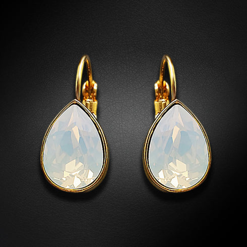 Auskarai "Kristalo Lašas (Baltas Opalas)" su Swarovski™ kristalais